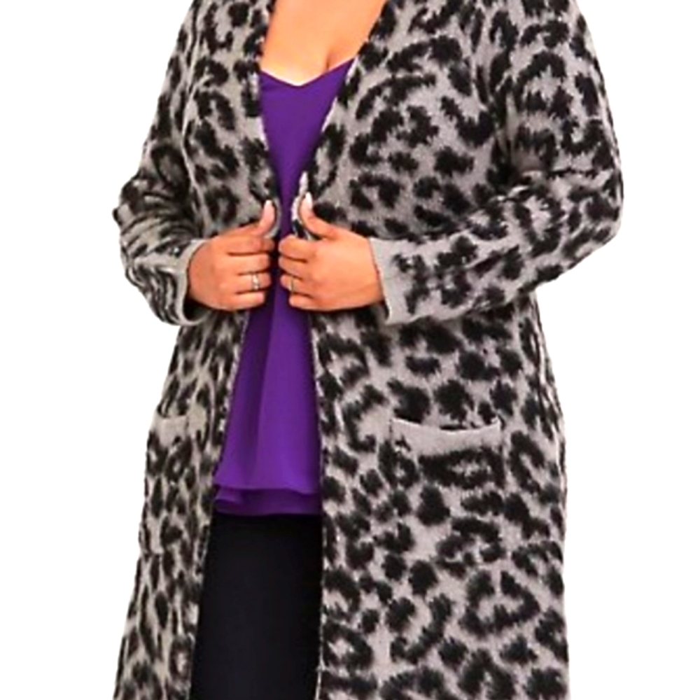 Torrid NWOT Grey Leopard Cardigan Coat